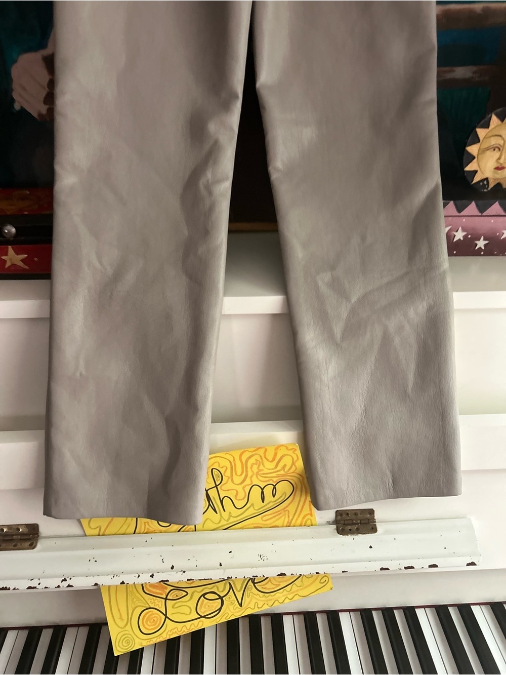 Aritzia Wilfred Melina Vegan Leather Straight Leg Pants Taupe Size 00 - Picture 5 of 12